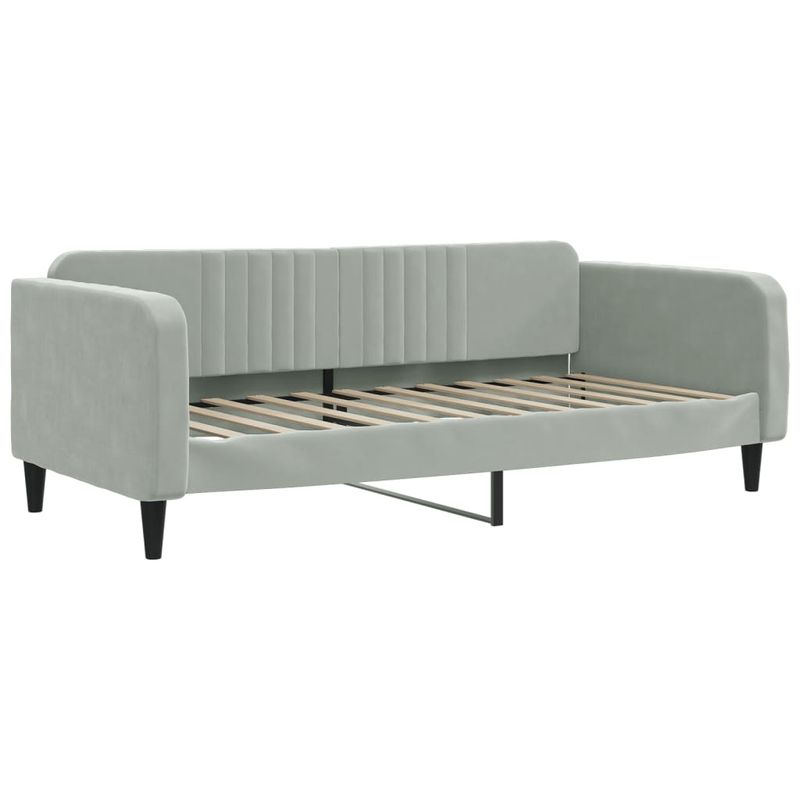 Casa si Gradina - Mobilier - Paturi si accesorii - Paturi - Pat de zi cu extensie si saltele gri deschis 100x200 cm catifea - Infinity.ro