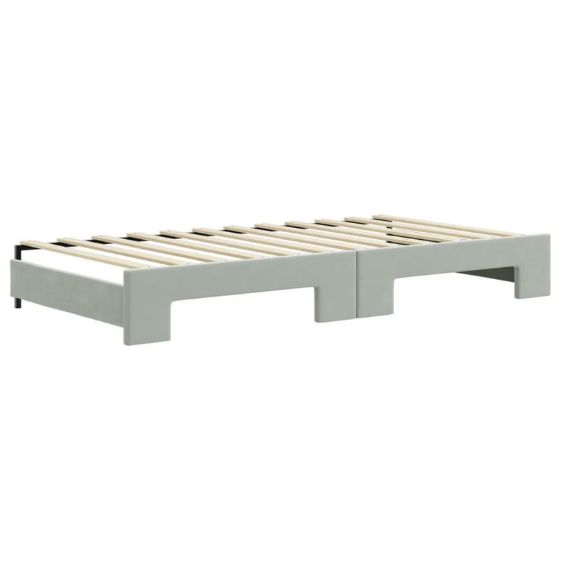 Casa si Gradina - Mobilier - Paturi si accesorii - Paturi - Pat de zi cu extensie si saltele gri deschis 100x200 cm catifea - Infinity.ro