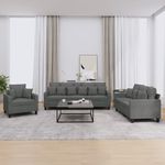 Casa si Gradina - Mobilier - Seturi de mobilier - Seturi living - Set de canapele cu perne, 3 piese, gri inchis, textil - Infinity.ro