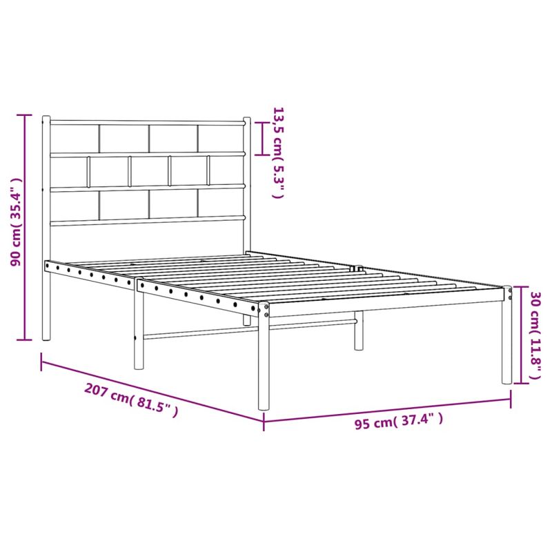 Casa si Gradina - Mobilier - Paturi si accesorii - Paturi - Cadru pat metalic cu tablie, negru, 90x200 cm - Infinity.ro