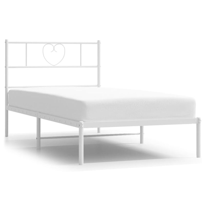 Casa si Gradina - Mobilier - Paturi si accesorii - Paturi - Cadru de pat metalic cu tablie, alb, 75x190 cm - Infinity.ro