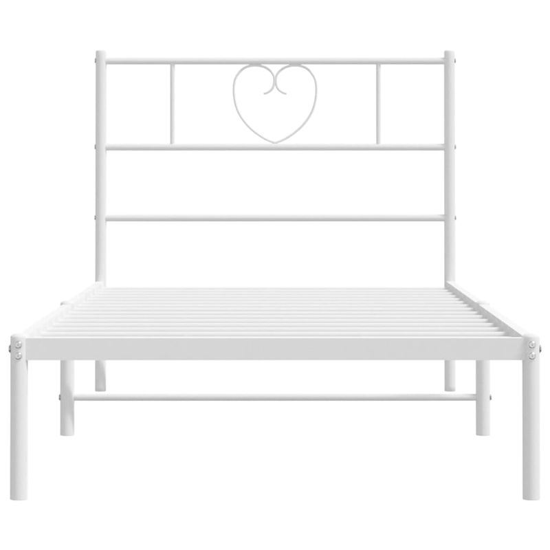 Casa si Gradina - Mobilier - Paturi si accesorii - Paturi - Cadru de pat metalic cu tablie, alb, 75x190 cm - Infinity.ro