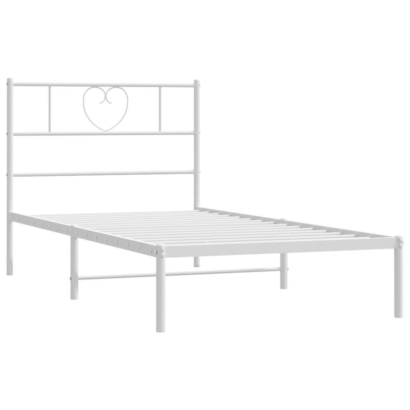Casa si Gradina - Mobilier - Paturi si accesorii - Paturi - Cadru de pat metalic cu tablie, alb, 75x190 cm - Infinity.ro
