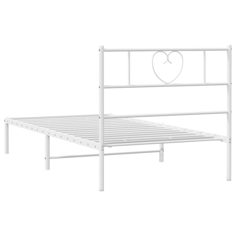 Casa si Gradina - Mobilier - Paturi si accesorii - Paturi - Cadru de pat metalic cu tablie, alb, 75x190 cm - Infinity.ro