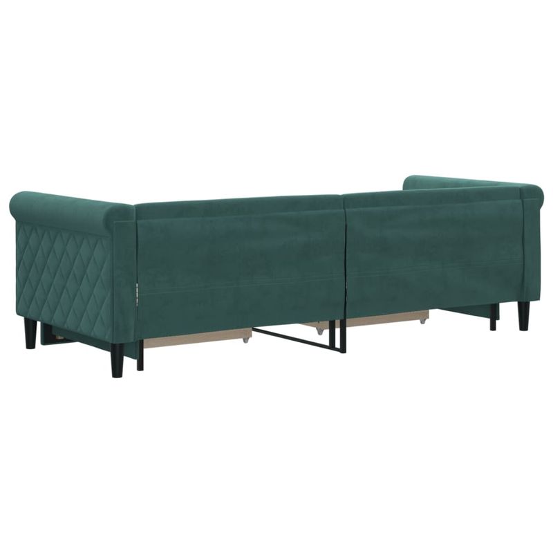 Casa si Gradina - Mobilier - Paturi si accesorii - Paturi - Pat de zi cu extensie si sertare verde inchis 80x200 cm catifea - Infinity.ro