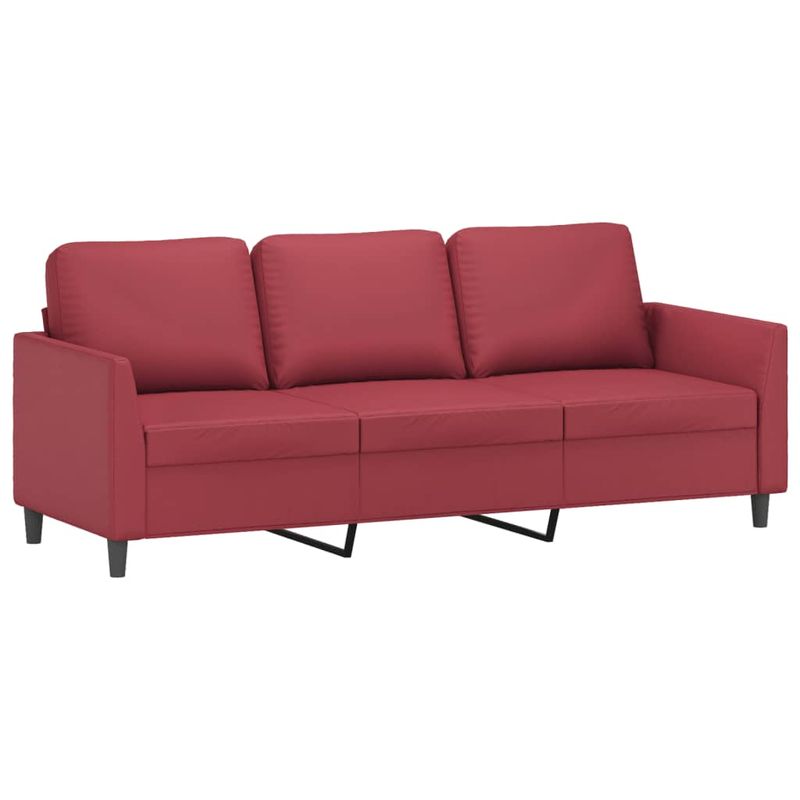 Casa si Gradina - Mobilier - Seturi de mobilier - Seturi living - Set de canapele cu perne, 3 piese, rosu vin, piele ecologica - Infinity.ro