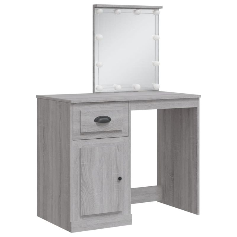 Casa si Gradina - Mobilier - Comode si corpuri - Masute de toaleta - Masa de toaleta cu LED-uri, gri sonoma, 90x42x132,5 cm - Infinity.ro