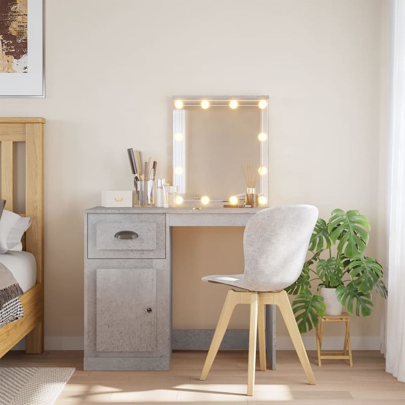 Casa si Gradina - Mobilier - Comode si corpuri - Masute de toaleta - Masa de toaleta cu LED-uri, gri beton, 90x42x132,5 cm - Infinity.ro