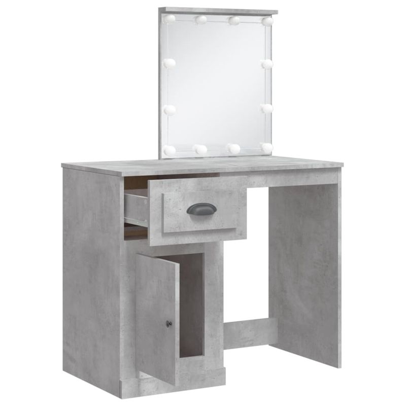 Casa si Gradina - Mobilier - Comode si corpuri - Masute de toaleta - Masa de toaleta cu LED-uri, gri beton, 90x42x132,5 cm - Infinity.ro