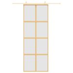 Casa si Gradina - Constructii - Usi interior, exterior si garaj - Usi garaj - Usa glisanta, auriu, 76x205 cm, sticla ESG mata si aluminiu - Infinity.ro