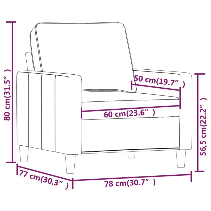 Casa si Gradina - Mobilier - Scaune si fotolii - Fotolii - Fotoliu canapea, gri inchis, 60 cm, catifea - Infinity.ro