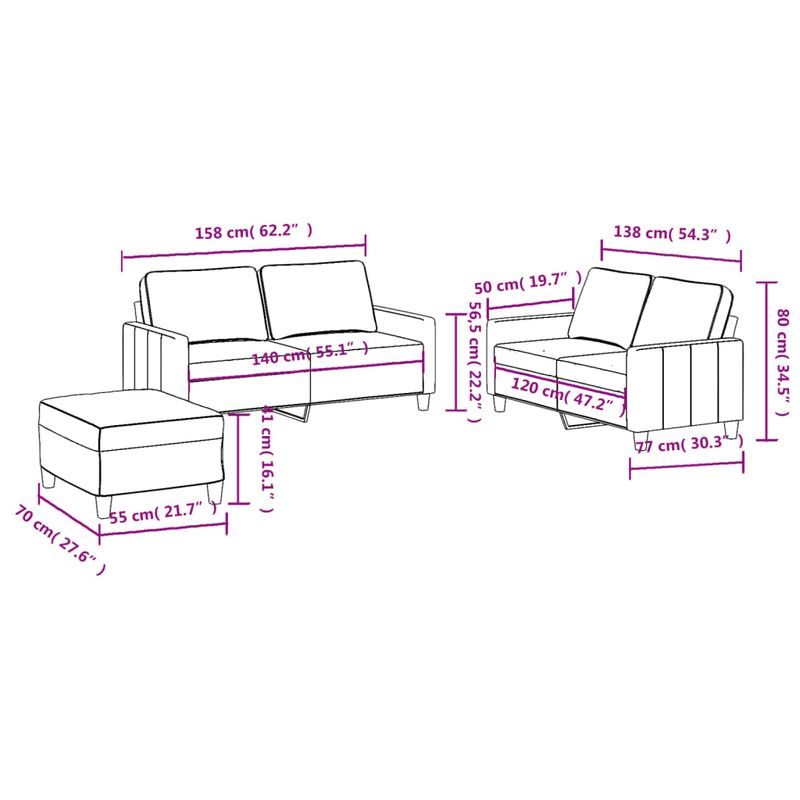 Casa si Gradina - Mobilier - Seturi de mobilier - Seturi living - Set canapea cu perne, 3 piese, rosu vin, material textil - Infinity.ro