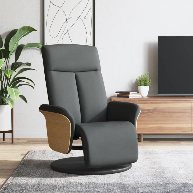 Casa si Gradina - Mobilier - Scaune si fotolii - Fotolii - Fotoliu rabatabil cu suport de picioare, gri inchis, textil - Infinity.ro