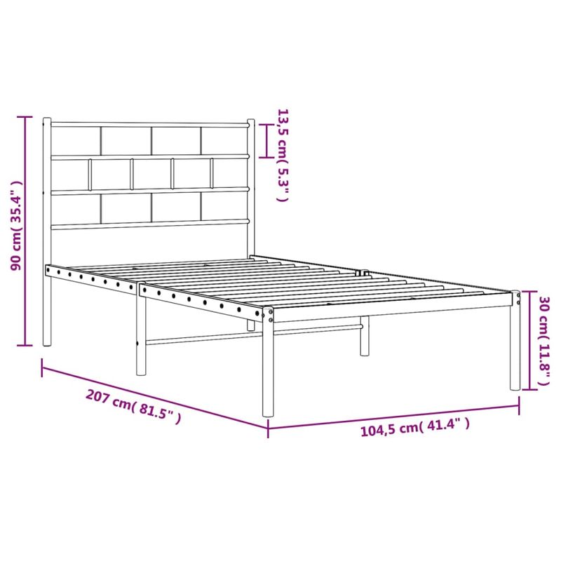 Casa si Gradina - Mobilier - Paturi si accesorii - Paturi - Cadru de pat din metal cu tablie, alb, 100x200 cm - Infinity.ro