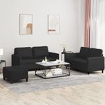 Casa si Gradina - Mobilier - Seturi de mobilier - Seturi living - Set de canapele cu perne, 3 piese, negru, piele ecologica - Infinity.ro