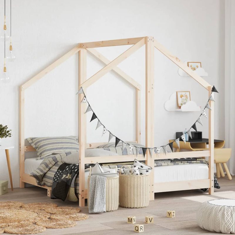 Casa si Gradina - Mobilier - Mobilier copii - Patuturi copii - Cadru de pat pentru copii, 2x(70x140) cm, lemn masiv de pin - Infinity.ro