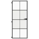 Casa si Gradina - Constructii - Usi interior, exterior si garaj - Usi interior - Usa de interior negru 83x201,5 cm sticla securiz./aluminiu slim, negru și transparent și mat, model 4x2 grilaje - Infinity.ro