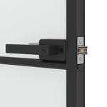 Casa si Gradina - Constructii - Usi interior, exterior si garaj - Usi interior - Usa de interior negru 83x201,5 cm sticla securiz./aluminiu slim, negru și transparent și mat, model 4x2 grilaje - Infinity.ro
