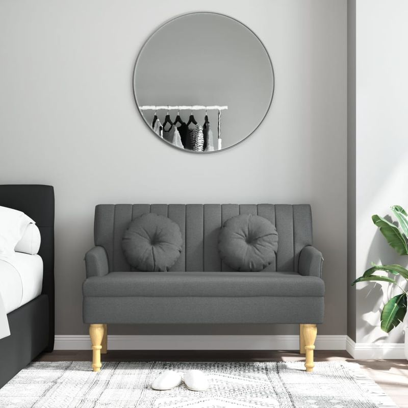 Casa si Gradina - Mobilier - Canapele si coltare - Banchete - Bancheta cu perne, gri inchis, 113x64,5x75,5 cm, textil - Infinity.ro