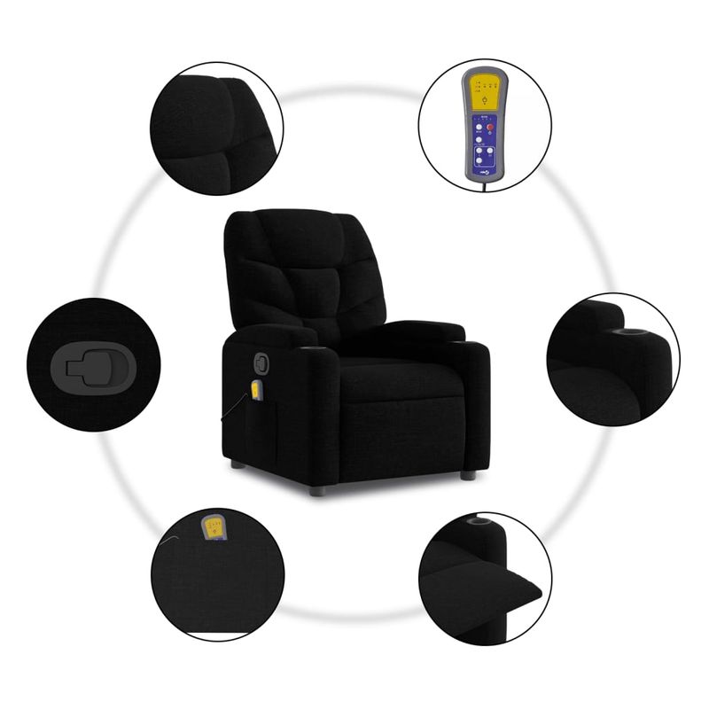 Ingrijire personala si Cosmetice - Sanatate si wellness - Articole wellness - Fotolii de masaj - Fotoliu de masaj rabatabil, negru, material textil - Infinity.ro