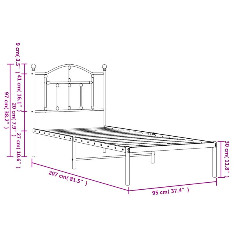 Casa si Gradina - Mobilier - Paturi si accesorii - Paturi - Cadru pat metalic cu tablie, negru, 90x200 cm - Infinity.ro