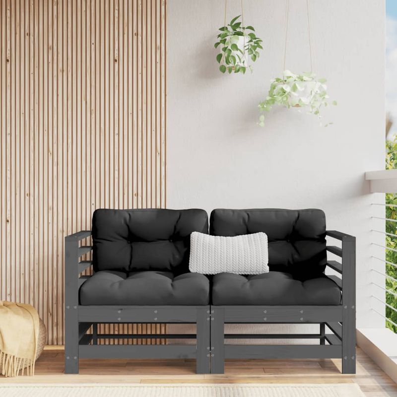 Casa si Gradina - Gradina si terasa - Mobilier exterior - Canapele si fotolii gradina - Canapea de colt de gradina, 2 buc., gri, lemn masiv de pin - Infinity.ro