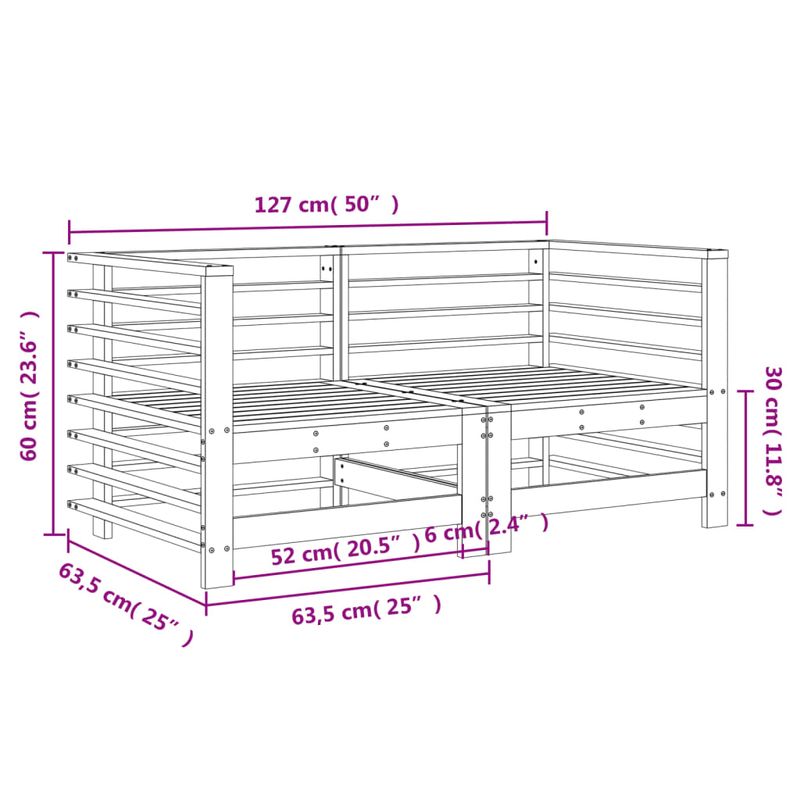 Casa si Gradina - Gradina si terasa - Mobilier exterior - Canapele si fotolii gradina - Canapea de colt de gradina, 2 buc., gri, lemn masiv de pin - Infinity.ro