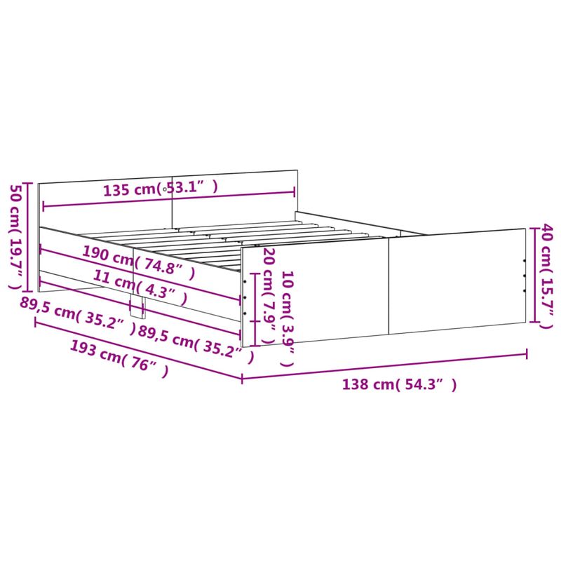 Casa si Gradina - Mobilier - Paturi si accesorii - Paturi - Cadru de pat cu tablie la cap/picioare, gri beton, 135x190 cm - Infinity.ro