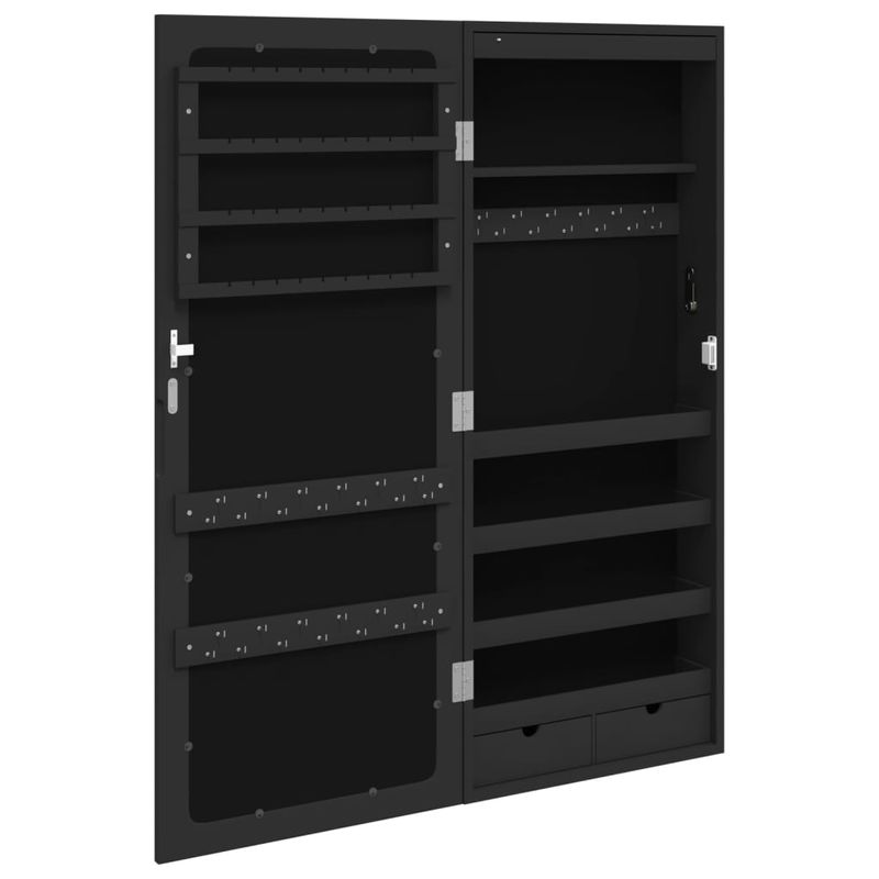Casa si Gradina - Mobilier - Dulapuri si sifoniere - Dulapuri - Dulap de bijuterii cu oglinda si lumini LED, de perete, negru - Infinity.ro