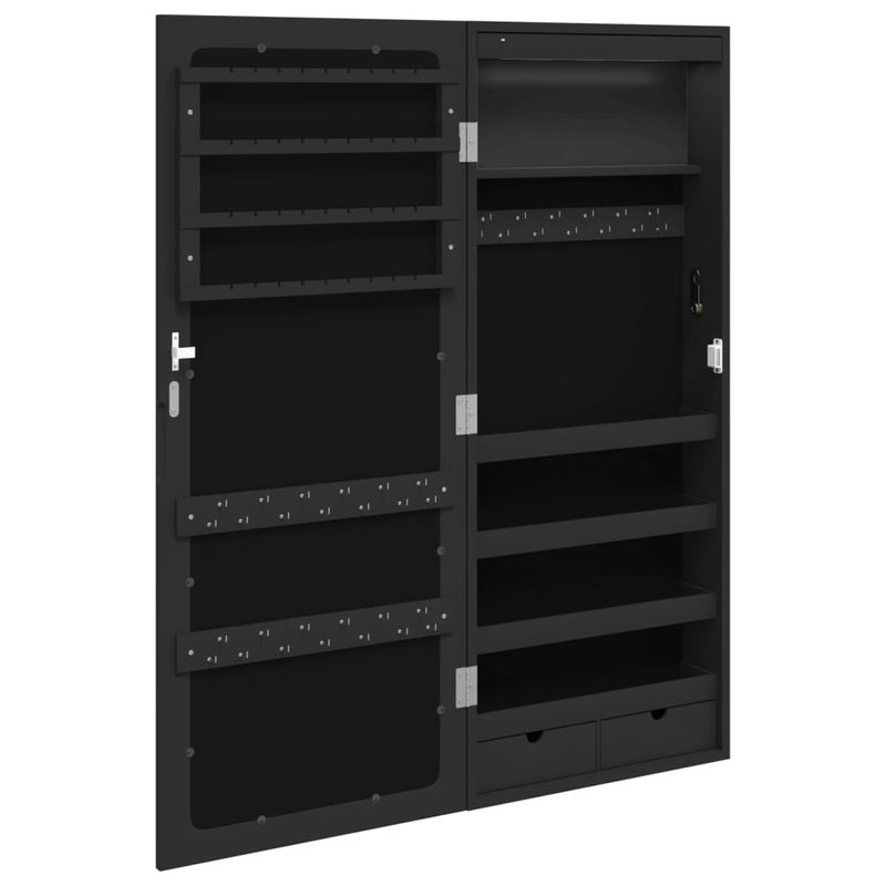 Casa si Gradina - Mobilier - Dulapuri si sifoniere - Dulapuri - Dulap de bijuterii cu oglinda si lumini LED, de perete, negru - Infinity.ro