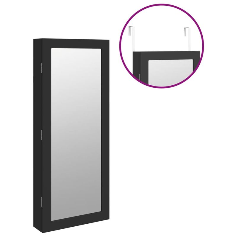 Casa si Gradina - Mobilier - Dulapuri si sifoniere - Dulapuri - Dulap de bijuterii cu oglinda si lumini LED, de perete, negru - Infinity.ro