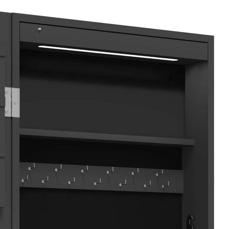 Casa si Gradina - Mobilier - Dulapuri si sifoniere - Dulapuri - Dulap de bijuterii cu oglinda si lumini LED, de perete, negru - Infinity.ro