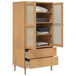 Casa si Gradina - Mobilier - Dulapuri si sifoniere - Sifoniere - Sifonier SENJA, aspect ratan maro, 90x55x175 cm, lemn masiv pin - Infinity.ro
