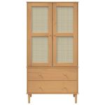 Casa si Gradina - Mobilier - Dulapuri si sifoniere - Sifoniere - Sifonier SENJA, aspect ratan maro, 90x55x175 cm, lemn masiv pin - Infinity.ro