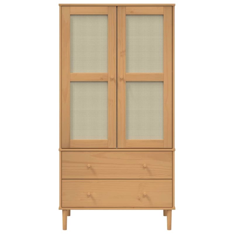 Casa si Gradina - Mobilier - Dulapuri si sifoniere - Sifoniere - Sifonier SENJA, aspect ratan maro, 90x55x175 cm, lemn masiv pin - Infinity.ro