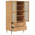Casa si Gradina - Mobilier - Dulapuri si sifoniere - Sifoniere - Sifonier SENJA, aspect ratan maro, 90x55x175 cm, lemn masiv pin - Infinity.ro