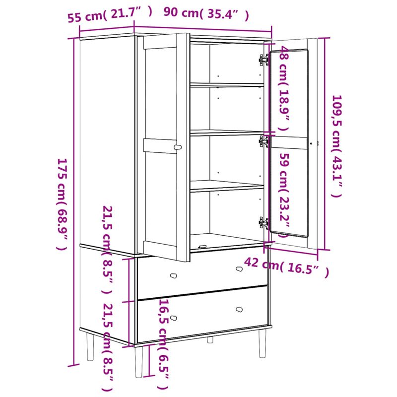 Casa si Gradina - Mobilier - Dulapuri si sifoniere - Sifoniere - Sifonier SENJA, aspect ratan maro, 90x55x175 cm, lemn masiv pin - Infinity.ro