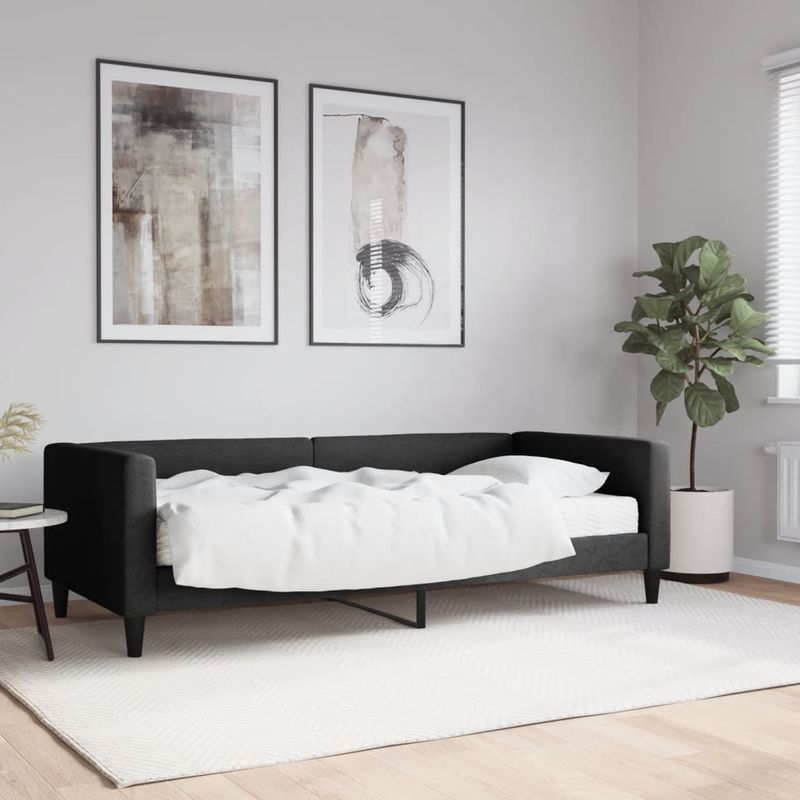 Casa si Gradina - Mobilier - Paturi si accesorii - Paturi - Pat de zi cu saltea, negru, 90x200 cm, textil - Infinity.ro