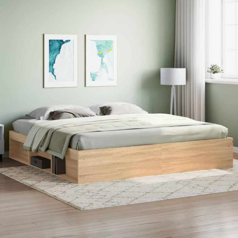 Casa si Gradina - Mobilier - Paturi si accesorii - Paturi - Cadru de pat, stejar sonoma, 200x200 cm - Infinity.ro