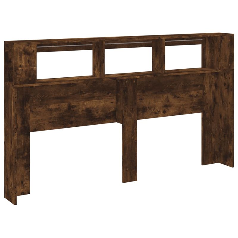 Casa si Gradina - Mobilier - Paturi si accesorii - Accesorii paturi - Tablie de pat cu LED, stejar fumuriu, 180x18,5x103,5 cm, lemn - Infinity.ro