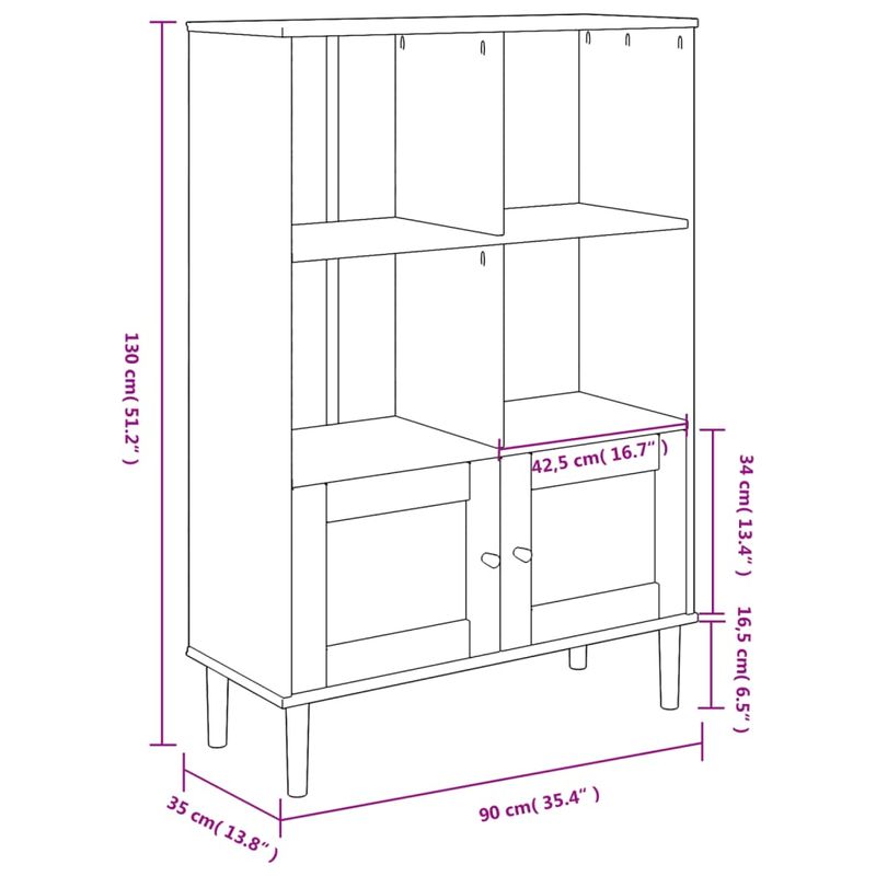 Casa si Gradina - Mobilier - Biblioteci si rafturi - Biblioteci - Biblioteca SENJA, aspect ratan alb, 90x35x130 cm lemn masiv pin - Infinity.ro