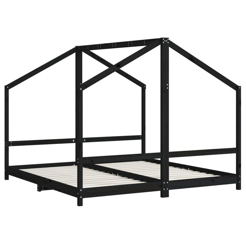 Casa si Gradina - Mobilier - Mobilier copii - Patuturi copii - Cadru de pat pentru copii negru 2x(90x190) cm lemn masiv de pin - Infinity.ro