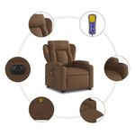 Ingrijire personala si Cosmetice - Sanatate si wellness - Articole wellness - Fotolii de masaj - Fotoliu electric de masaj rabatabil cu ridicare, maro, textil - Infinity.ro