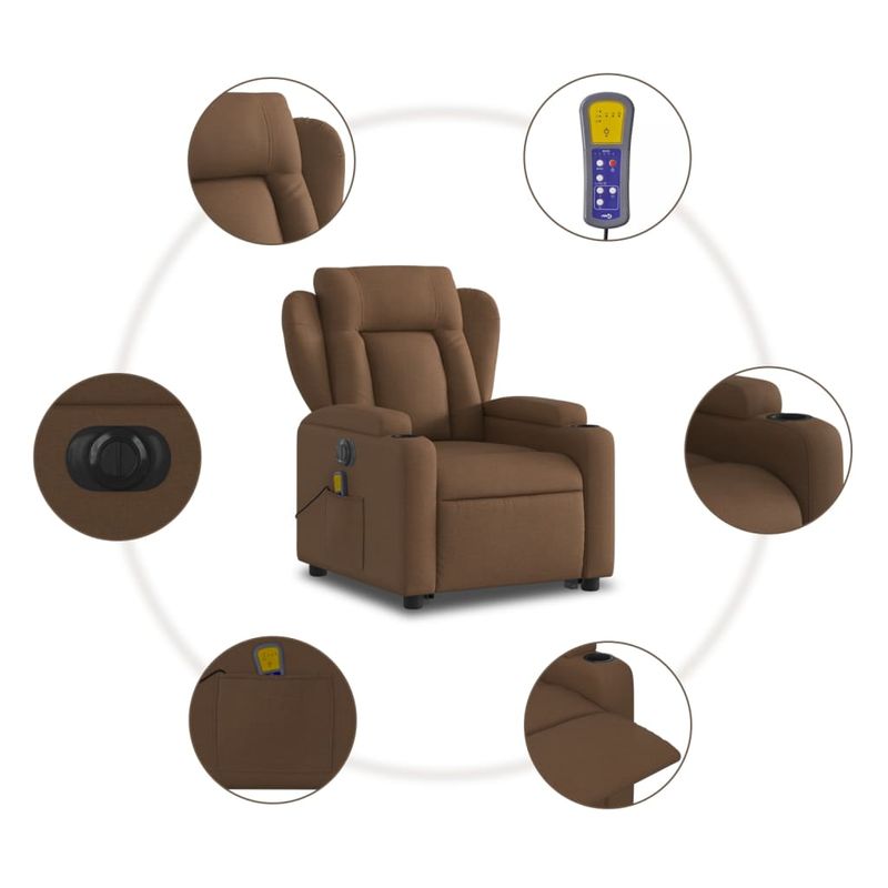 Ingrijire personala si Cosmetice - Sanatate si wellness - Articole wellness - Fotolii de masaj - Fotoliu electric de masaj rabatabil cu ridicare, maro, textil - Infinity.ro