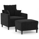 Casa si Gradina - Mobilier - Scaune si fotolii - Fotolii - Fotoliu canapea cu taburet, negru, 60 cm, catifea - Infinity.ro