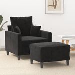 Casa si Gradina - Mobilier - Scaune si fotolii - Fotolii - Fotoliu canapea cu taburet, negru, 60 cm, catifea - Infinity.ro