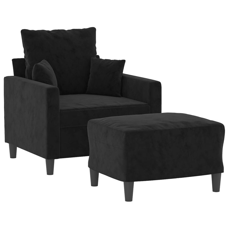 Casa si Gradina - Mobilier - Scaune si fotolii - Fotolii - Fotoliu canapea cu taburet, negru, 60 cm, catifea - Infinity.ro