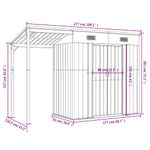 Casa si Gradina - Gradina si terasa - Casute de gradina - Sopron gradina, acoperis extins, gri, 277x110,5x181 cm, otel - Infinity.ro