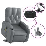 Ingrijire personala si Cosmetice - Sanatate si wellness - Articole wellness - Fotolii de masaj - Fotoliu masaj rabatabil electric cu ridicare, gri, piele eco - Infinity.ro