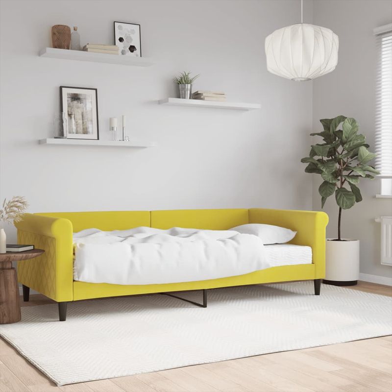 Casa si Gradina - Mobilier - Paturi si accesorii - Paturi - Pat de zi cu saltea, galben, 90x200 cm, catifea - Infinity.ro